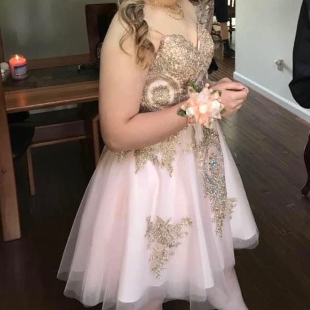 Gorgeous pink & gold prom/dance dress